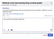 Screenshot of a comment and the beginning of a reply to it in Structured Discussions