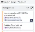 Workboard view of two tasks in a non-public Space