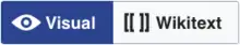 Toggle button showing visual and wikitext options; visual option is selected.