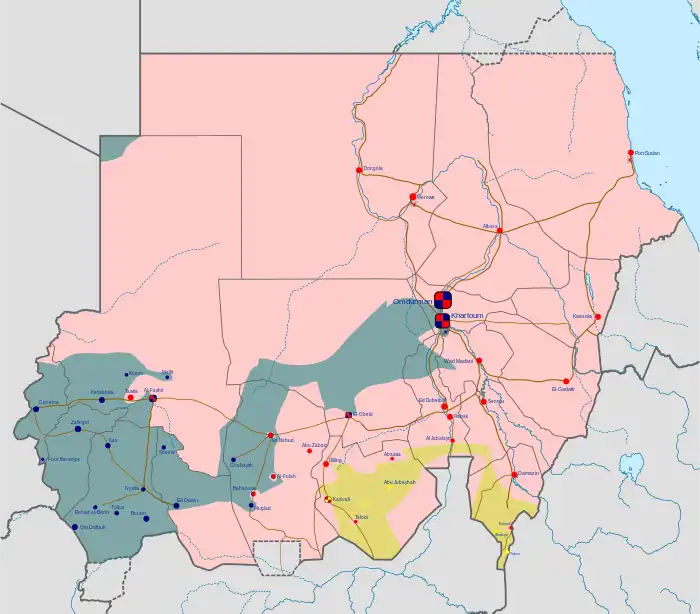 The SLM zone of control (black) as of 30 November 2023, including Tawila