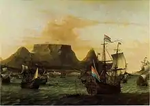 Dutch ships off Table Bay in the 17th century