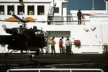 Alouette III helicopter onboard USNS Comfort in 1991.