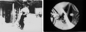 Image 30The first two shots of As Seen Through a Telescope (1900), with the telescope POV simulated by the circular mask (from History of film)