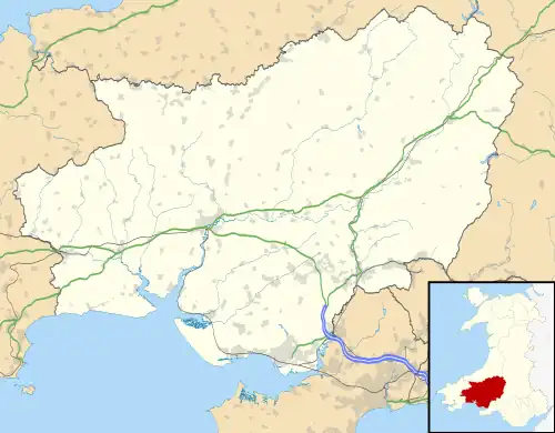 Llanelli transmitting station is located in Carmarthenshire