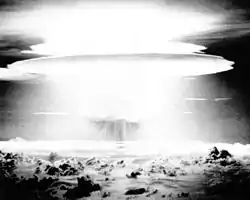 Image 8Castle Bravo: A 15 megaton hydrogen bomb experiment conducted by the United States in 1954. Photographed 78 miles (125 kilometers) from the explosion epicenter. (from 1950s)
