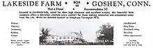 Image 4A 1942 advertisement for recreational lodging in Goshen stating that the facility is not a hotel and caters to Christian clientele specifically. (from History of Connecticut)