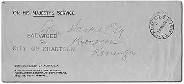 Image 12A crash cover is any type of cover, (including air accident cover, interrupted flight cover, wreck cover) meaning any piece of mail that has been recovered from a fixed-wing aircraft, airship or aeroplane crash, train wreck, shipwreck or other postal transportation accident during its journey from sender to recipient. In many cases it was possible to recover some or even all of the mail being carried and the postal authorities typically apply a postal marking (cachet), label, or mimeograph that gets affixed to the cover explaining the delay and damage to the recipient, and possibly enclose the letter in an "ambulance cover" or "body bag" if it was badly damaged and forwarded to its intended destination.