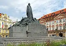 Image 69Monument to Master Jan Hus, a religious reformer and philosopher in Prague (from History of the Czech lands)