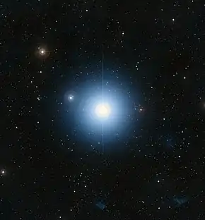 A large blue star in an ocean of other stars taken by telescope