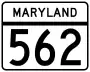 Maryland Route 562 marker
