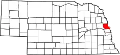 Eastern edge of state, about the middle north-south
