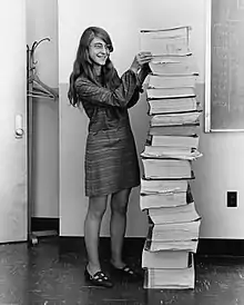 Image 16Margaret Hamilton standing next to the navigation software that she and her MIT team produced for the Apollo Project.