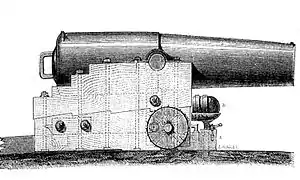 Image 45A Paixhans naval shell gun. 1860 engraving (from Ironclad warship)