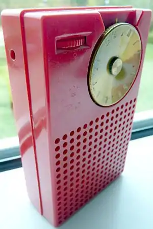 Image 61The Regency TR-1, which used Texas Instruments' NPN transistors, was the world's first commercially produced transistor radio in 1954. (from History of radio)