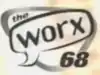 On a background with a gray rounded triangle, in the upper left, the word "the" above a large speech bubble containing the word "worx" (W O R X), with an italicized, bold 68 below and to the right