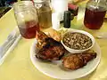 Image 35Twice cooked chicken, potato salad, purple hull peas, corn bread, and iced tea (from Culture of Arkansas)