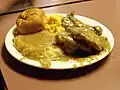 Image 19Smothered chicken, mashed potatoes and gravy, macaroni and cheese and roll (from Culture of Arkansas)