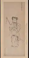 Painting of the Bodhisattva Guanyin in the Form of the Buddha-Mother (Cundi). By Chen Hongshou (1599-1652). Dated 1620, Ming dynasty.