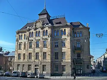 Former Dnister Insurance Company Building in Lviv by Ivan Levynskyi (1905–06)
