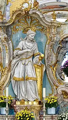 St Barbara   holding the Host and Chalice