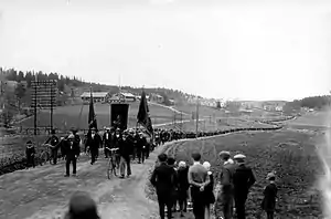 Image 48Striking workers march moments before the Swedish military opened fire, killing five workers during the Ådalen shootings.