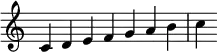 {
\override Score.TimeSignature #'stencil = ##f
\relative c' {
\clef treble \key c \major \time 7/4
c d e f g a b c
} }