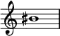 {
\override Score.TimeSignature #'stencil = ##f
\relative c'' {
\clef treble \time 4/4 bis1
} }