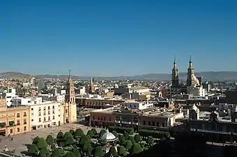 Aerial view of downtown León
