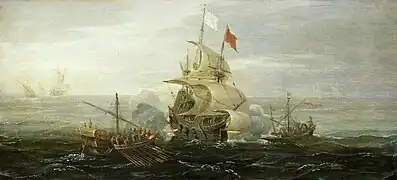 Image 30A French Ship and Barbary Pirates by Aert Anthonisz, c. 1615 (from Barbary pirates)