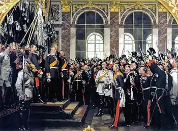 Image 6Die Proklamation des Deutschen Kaiserreiches by Anton von Werner (1877), depicting the proclamation of the foundation of the German Reich (18 January 1871, Palace of Versailles).