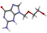 Ball-and-stick model of aciclovir