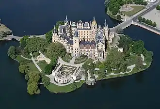 Schwerin Castle, Mecklenburg-Vorpommern Germany, 1845-1857, by Gottfried Semper, Friedrich August Stüler, Georg Adolf Demmler and Ernst Friedrich Zwirner