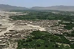 An aerial view of Mohammad Agha District, Logar Province