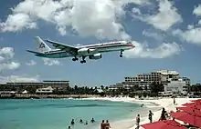 Image 10American 757 on final approach to Saint Maarten Airport (from Tourism in the Caribbean)