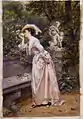 Elegant lady smelling roses