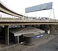 The station building, with the Kingston Bridge overhead