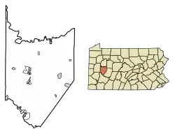 Location of Ford Cliff in Armstrong County, Pennsylvania.