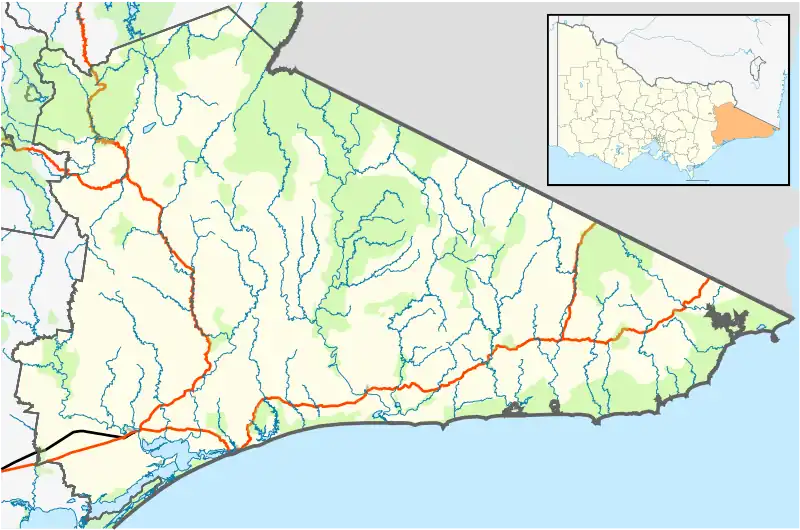 Deptford is located in Shire of East Gippsland