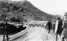 Image 49Armed vigilantes deport striking copper miners during the Bisbee Deportation in Bisbee, Arizona, July 12, 1917.