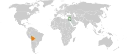 Map indicating locations of Bolivia and Israel