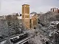 Snow covered church.