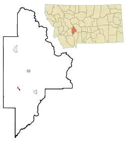 Location of Radersburg, Montana