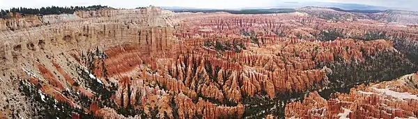 Image 2Bryce Canyon National ParkPhoto credit: Daniel MayerBryce Canyon National Park is a national park located in southwestern Utah  in the United States. Contained within the park is Bryce Canyon, a giant natural amphitheater created by erosion along the eastern side of the Paunsaugunt Plateau. Bryce Canyon was not formed from erosion initiated from a central stream, meaning it technically is not a canyon.More selected pictures