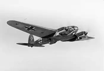 Heinkel He 111H bomber with its bola gondola just behind the bomb bay