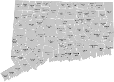 Image 16A map showing Connecticut's towns in 1770. (from History of Connecticut)
