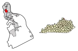 Location of Southgate in Campbell County, Kentucky.