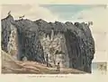 Cascade of lava near Hoʻokena, Hawaii, 1855