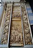 Left side of the portal.
