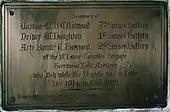 The 1st Home Counties Brigade of the Territorial Field Artillery (presumably a part of the 1st Sussex Artillery Volunteers) installed this brass plaque
