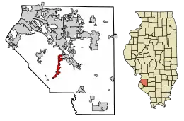 Location of Smithton in St. Clair County, Illinois.